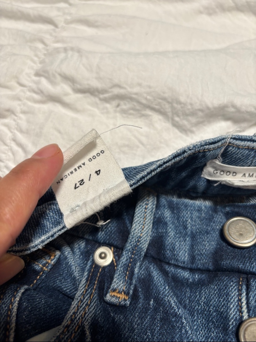 Good American Distressed Dark Blue Boyfriend Jeans - Picture 4 of 9